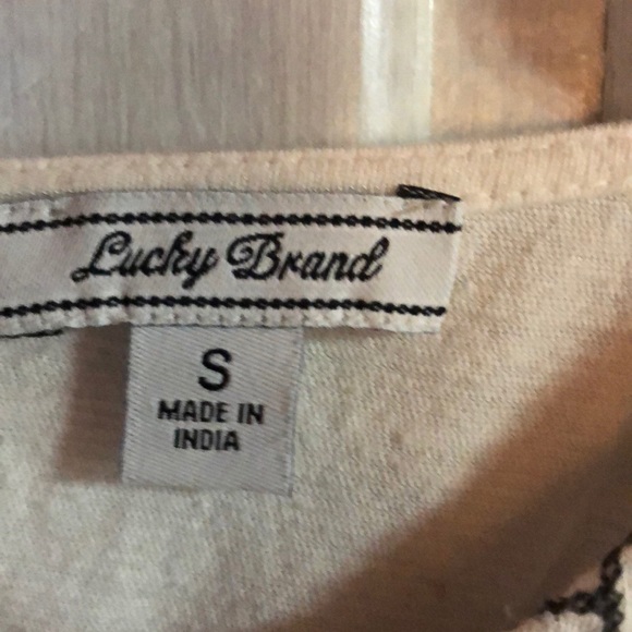 Lucky Brand ivory top with boho stitching. - Picture 2 of 4